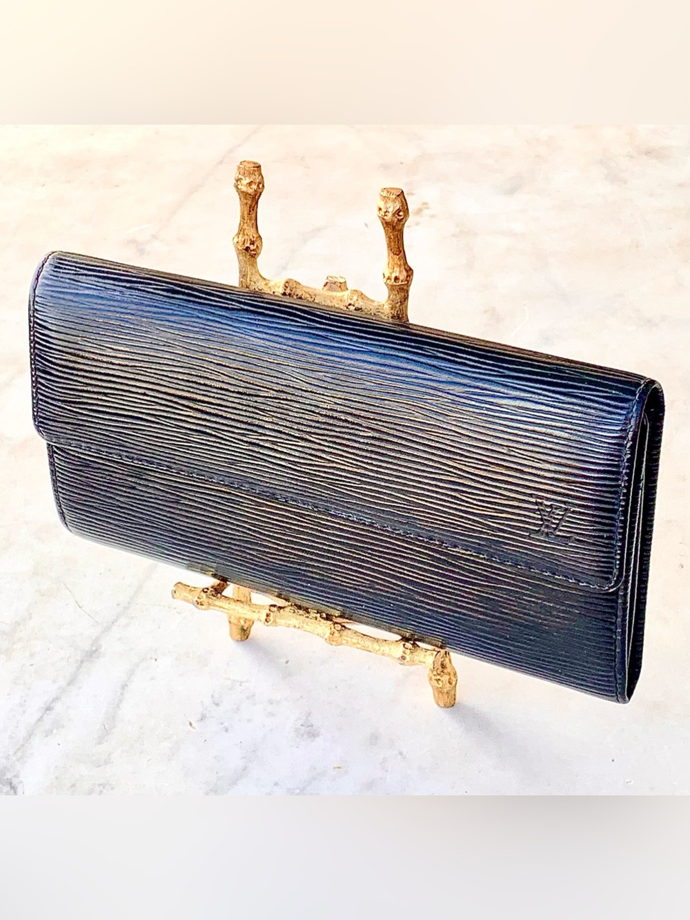 LOUIS VUITTON BLACK EPI Leather Long SARAH Wallet 2005 VINTAGE